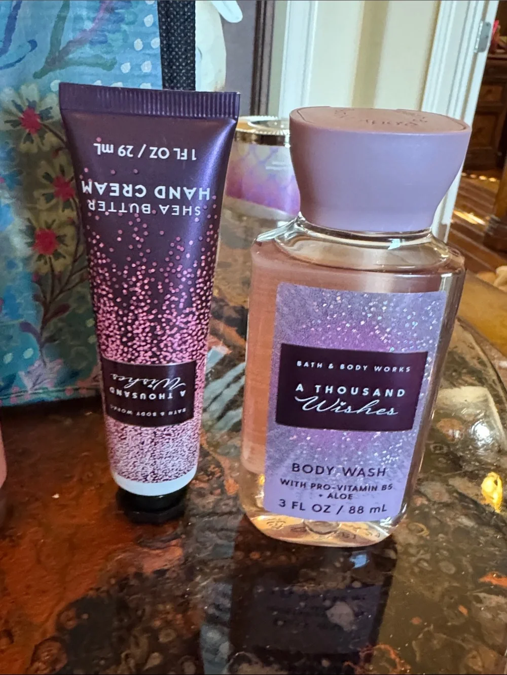 Bath & Body Works 4 Pc  'A Thousand Wishes' Gift Set & Happy bag
